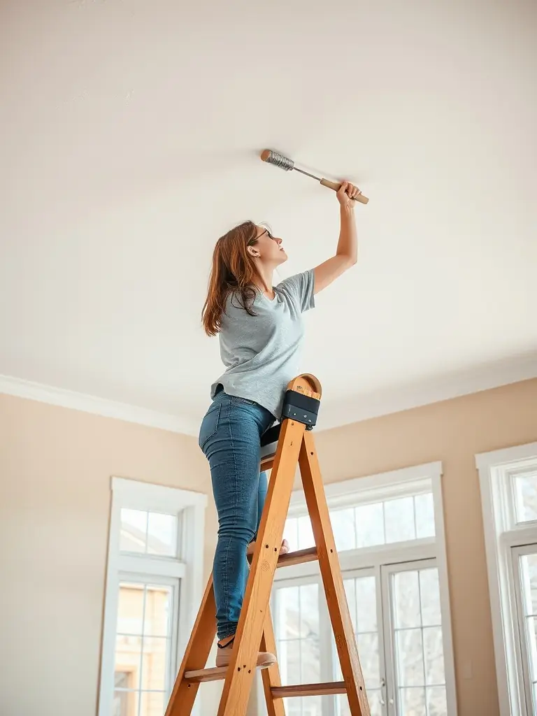 A painter using specialized equipment to paint a high or hard-to-reach area, highlighting LEDMA PAINTING's ability to handle complex projects.